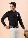 Men’s Black Embroidered Formal Shirt – Slim Fit